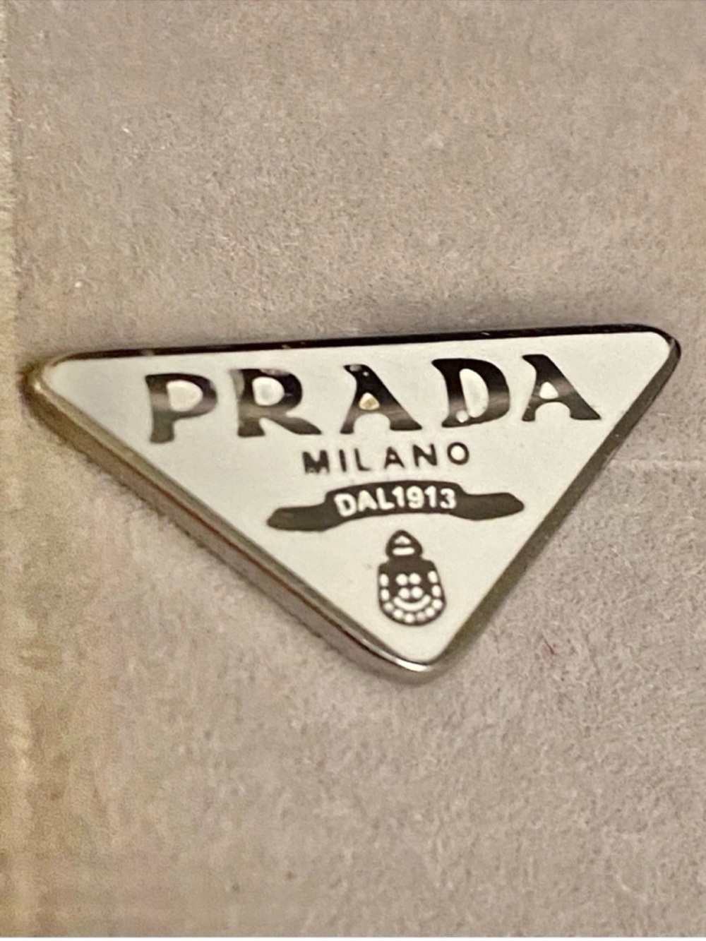 Prada White and 925 Sterling Silver Triangle Logo earrings - Picture 5 of 9